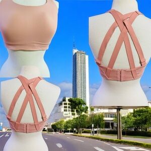 Pink Strappy Athletic Bra